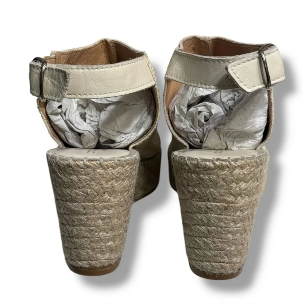 ANDRÉ ASSOUS Ivory Metallic Leather Lina Espadrilles Wedge Sandals